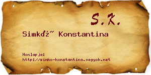 Simkó Konstantina névjegykártya